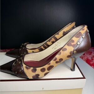 Coach calf leather Leopard Print and Dark Brown Heels, NWT